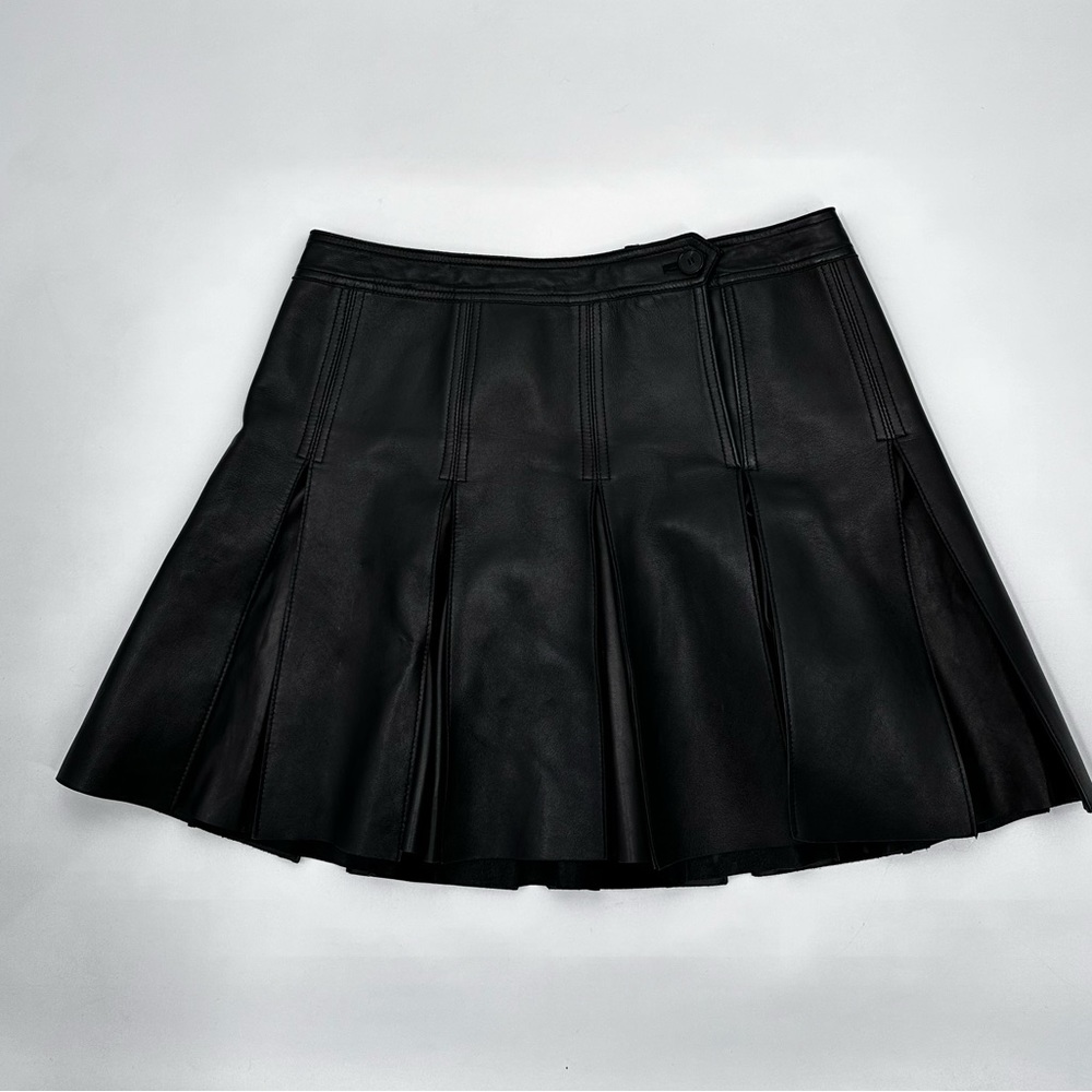 Ralph Lauren - 100% Soft Lamb Leather - Pleated Skirt - Size 6 - Black